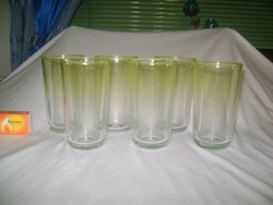 Hat darab retro, halvány zöld, vastag falú vizes, üdítős pohár