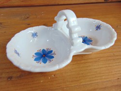 Régi Zsolnay kék virágos asztali  só- bors tartó , fűszertartó 