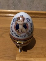 Angyal motívumos porcelán ékszertartó tojások / Faberge tojás