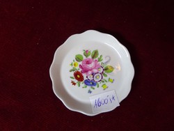 Aquincumi porcelán mini ékszertartó, rózsa mintával, átmérője 7,7  cm. 