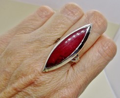 Csodálatos kézműves ezüst gyűrű hatalmas vörös jáspissal