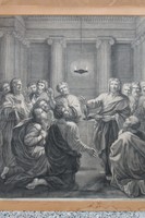 Antik kőnyomat Poussin - Jézus tanítványaival