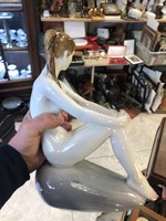 Zsolnay porcelán figura, meztelen nő a kövön, 31 cm-es , hibátlan,