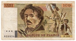 Franciaország 100 francia Frank, 1986, tűnyomok