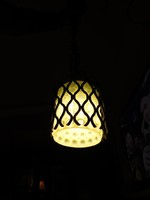 Vintage pendant lamp in wrought iron with bubble light green glass shade
