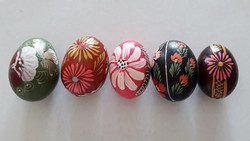 Retro húsvéti festett fa tojás 5 db