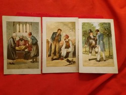 1800-as évek vége 3 db színes Litográfia Jules Verne A makacs Keraban c. könyvéből