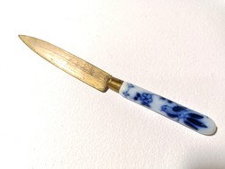 Levélbontó kerámia fogantyús bronz pengés kés (366)