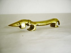 Art deco bronz (sárgaréz?) tacskó figurális sörnyitó figura 