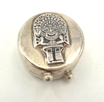 Díszes perui ezüst szelence 925-ös