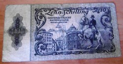 10 Schilling bankjegy 1950 T3 gyűrött