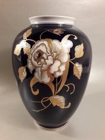 Vintage Wallendorf echt kobalt aranyozott porcelán váza