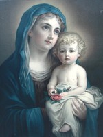 Álomszép antik nyomat - Mária a kisdeddel