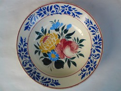 Régi festett virágos jelöletlen (valószínűleg apátfalvi-bélapátfalvi) fali tányér