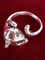 Cica ezüst gyűrű (állítható) 