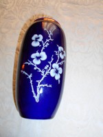 Hollóházi kobaltos festéssel  porcelán váza  17 cm
