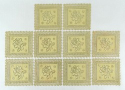 0Z556 Retro Gold-Plated Rose-Decorated Glass Coaster Set of 10