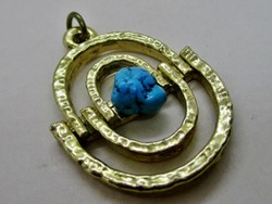 Gyönyörű antik türkizköves  aranyozott medál