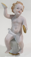 Antik Schau Bach Kunst cintányéros puttó porcelán figura
