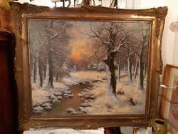 Csókfalvy Raffay Sándor :Téli táj, téli erdő, hatalmas festmény