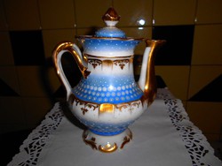 Biedermeier Pitcher with Sculptural Hand-Painted Decoration, Gilded