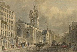 0Z667 Antik Szent Giles templom acélmetszet 1830