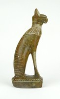 0Z655 Régi faragott egyiptomi zsírkő szfinx macska
