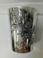 Szecessziós:), sterling ezüst, keresztelő pohár, frissen polírozott gyönyörű szép állapotban