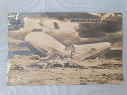 Régi ritka képeslap hő légballon lezuhant léghajó