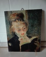 Renoir olvasó hölgy nyomat, préselt lapon, 21 x 26 cm