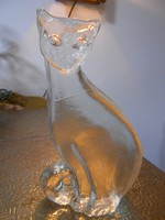 Macska cica szobor üvegdísz nehezék új