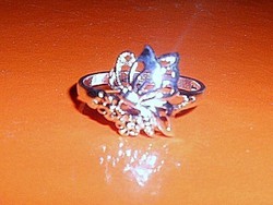 Virágokra szálló Pillangó 925 ezüst - fehérarany Gyűrű 7-es