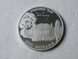 KK720 1977 Új-Zéland 1 dollár tükörveret ezüst érme 
