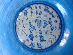 2 db régi kék csipkés üveg tányér 