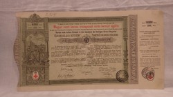 Magyar Szent Korona Országainak Vörös-Kereszt Egylete kisorsolási kötvény 5 Ft 1882