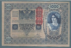 1000 Korona 1902 EF+ Deutschösterreich bélyegzés Hátlap Azonos