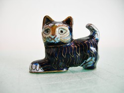 Régi kínai rekeszzománc réz macska / cica figura