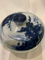 Kínai kék festésű tároló edény fedéllel