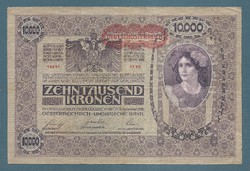 10000 Korona 1918 VF Deutschösterreich bélyegzés  Hátlap Ornament