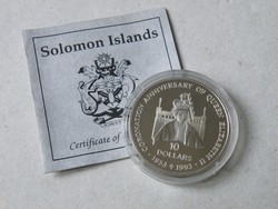 KK746 Salamon-szigetek Ezüst tükörveret 10 dollár koronázási emlékérme