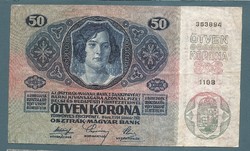 50 Korona 1914 EF Deutschösterreich bélyegzés 