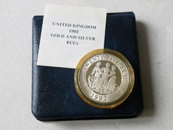 KK747 Egyesült Királyság 25 ECU ezüst tükörveret érme a három Grácia