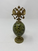 Orosz réz cári címerrel díszített ásványi tojás 