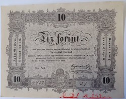 10 forint 1848 Kossuth bankó 3. hajtatlan! Gyönyörű
