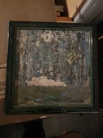 Muray Róbert festmény, 1965, olaj, karton, vagy fa, 30x30+eredeti kerete