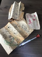 Régi török varró szerszám régi papír mintákkal