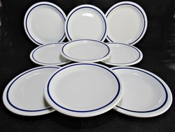 9 darab Alföldi kék szegélyes porcelán salátás vagy desszertes tányér 