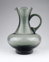 0Z944 Antik art deco füst színű üveg kancsó 15 cm ~ 1930 körül