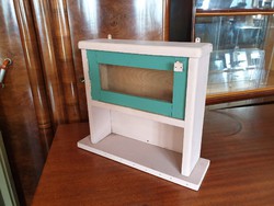 Régi vintage fenyő vitrin fa faliszekrény fali szekrény polc