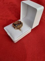 Antik női  14 k os arany gyűrű , füstkvarcal 1920 as kb